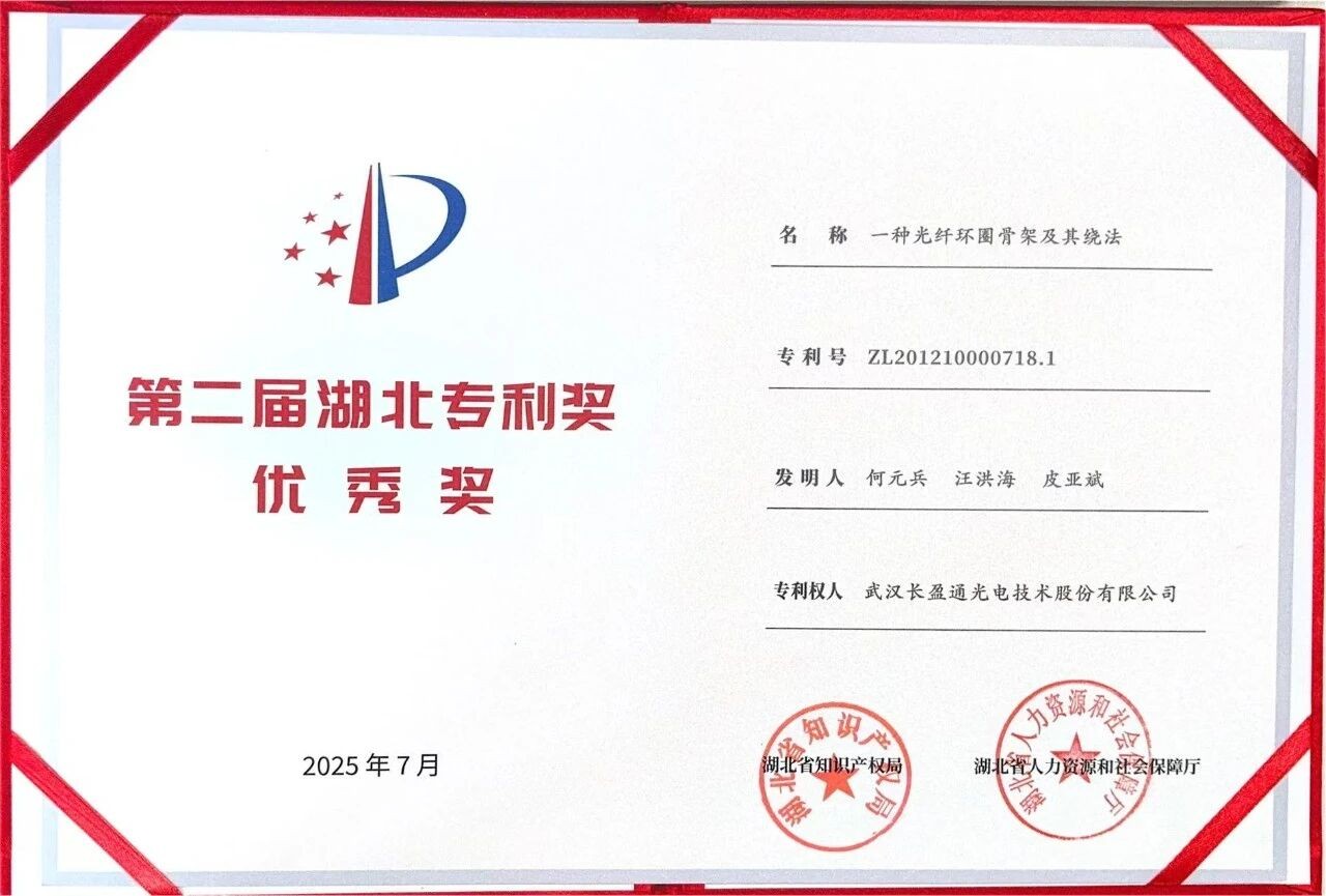 u8国际《一种光纤环圈骨架及其绕法》专利荣膺第二届湖北省专利奖优秀奖